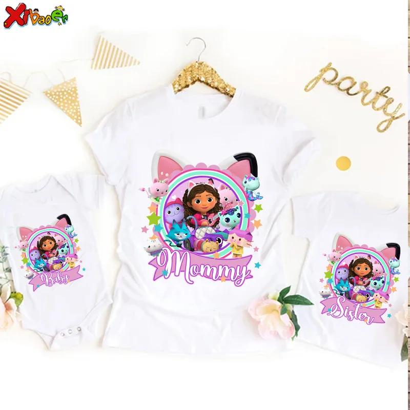 Girls Birthday Party T-shirt Custom Name Kids Matching Family Outfits Mom And Daughter Matching Clothes Family Look